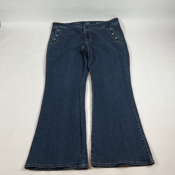 J Jill York Bootcut Womens Jeans 14 Blue Stretch Dark Wash Button Pockets - Picture 1 of 10